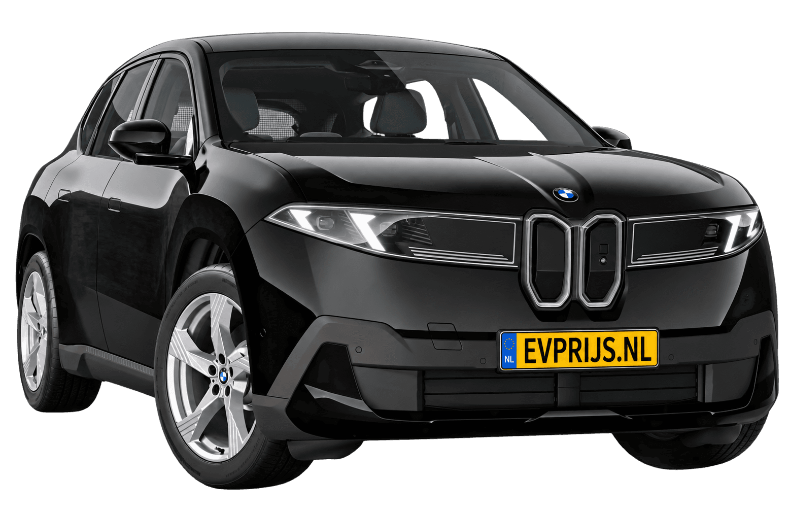 AI-bewerking (Imagegen) van officieel BMW Nederland-configuratorbeeld: iX3 voor-/zijaanzicht in Saphirschwarz metallic (configuratie BMW iX3 40 Standaarduitvoering); uitvoering en velgen kunnen afwijken, beeld 3
