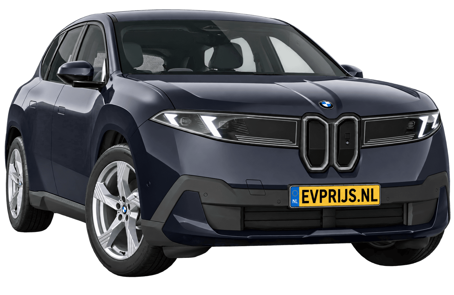 AI-bewerking (Imagegen) van officieel BMW Nederland-configuratorbeeld: iX3 voor-/zijaanzicht in Polarized Grey (configuratie BMW iX3 40 Standaarduitvoering); uitvoering en velgen kunnen afwijken, beeld 6