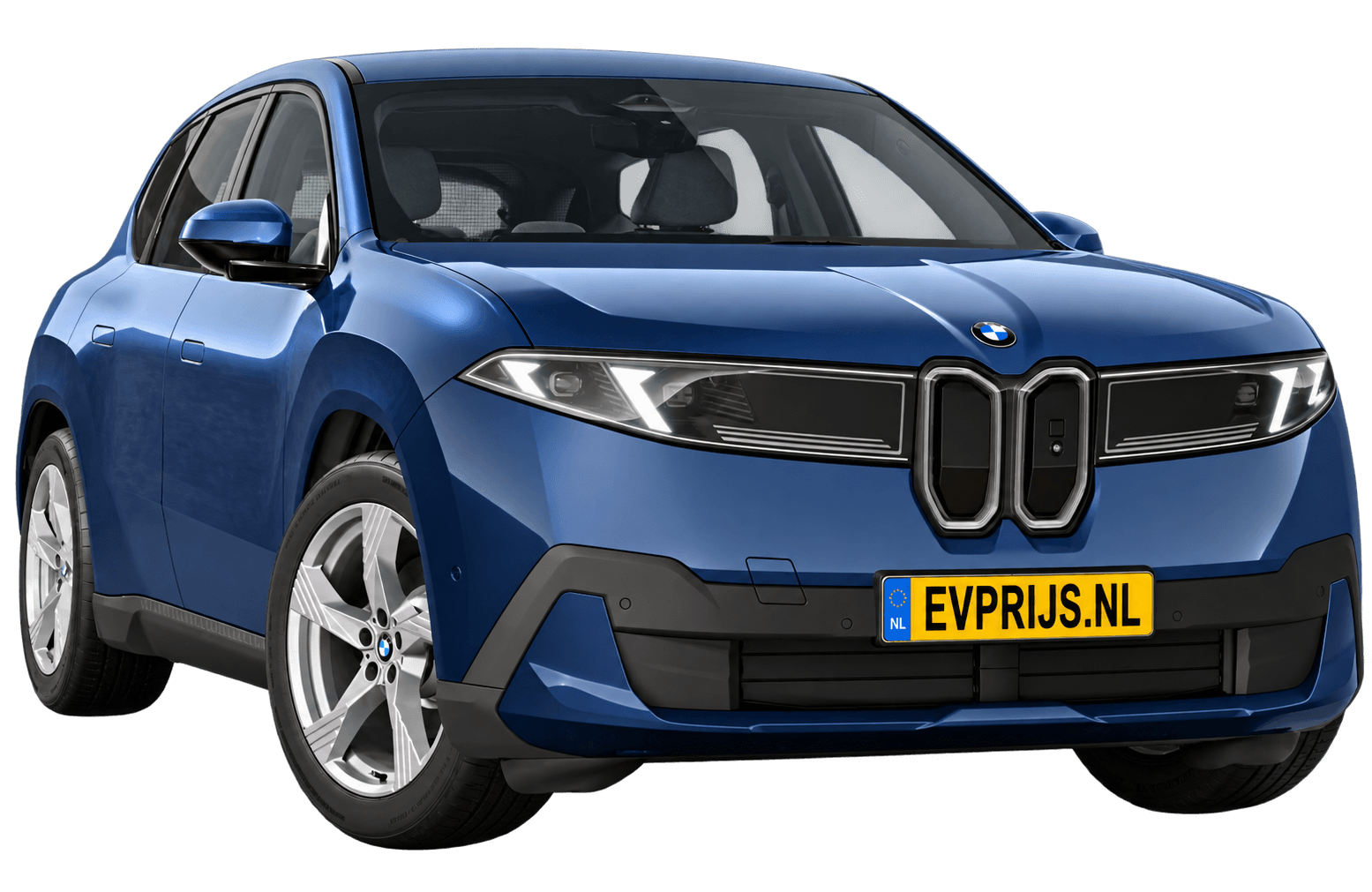 AI-bewerking (Imagegen) van officieel BMW Nederland-configuratorbeeld: iX3 voor-/zijaanzicht in Ocean Wave Blue (configuratie BMW iX3 40 Standaarduitvoering); kleurverzadiging kan afwijken; uitvoering en velgen kunnen afwijken, beeld 5
