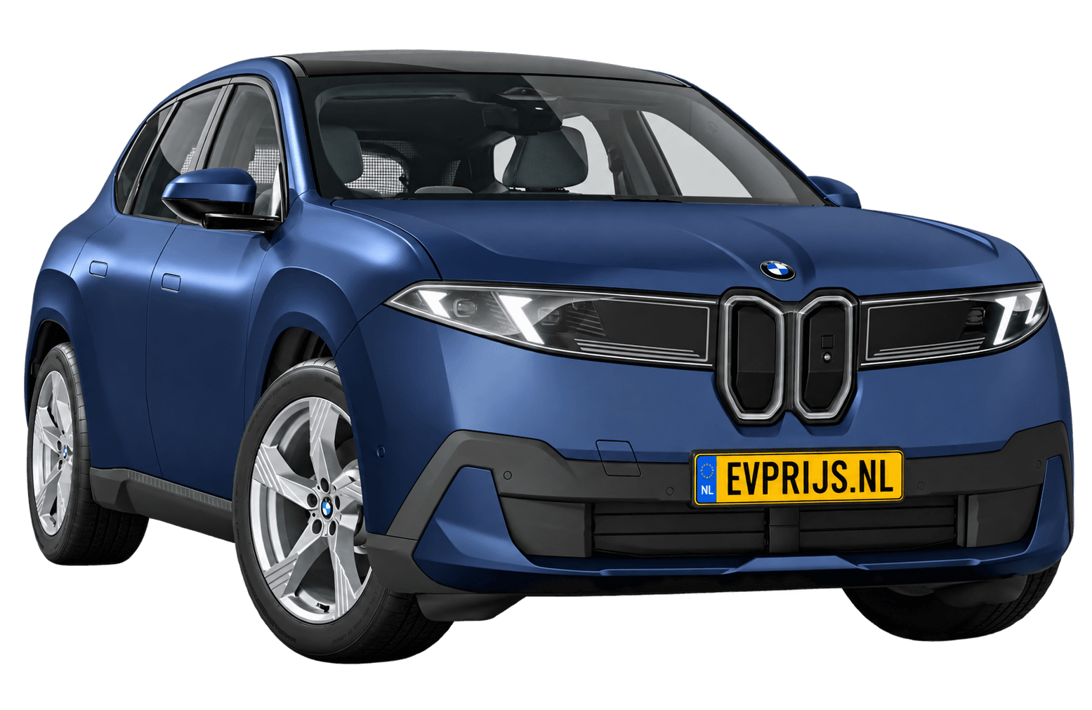 AI-bewerking (Imagegen) van officieel BMW Nederland-configuratorbeeld: iX3 voor-/zijaanzicht in Frozen Ocean Wave Blue metallic (configuratie BMW iX3 40 Standaarduitvoering); kleurverzadiging kan afwijken; uitvoering en velgen kunnen afwijken, beeld 11