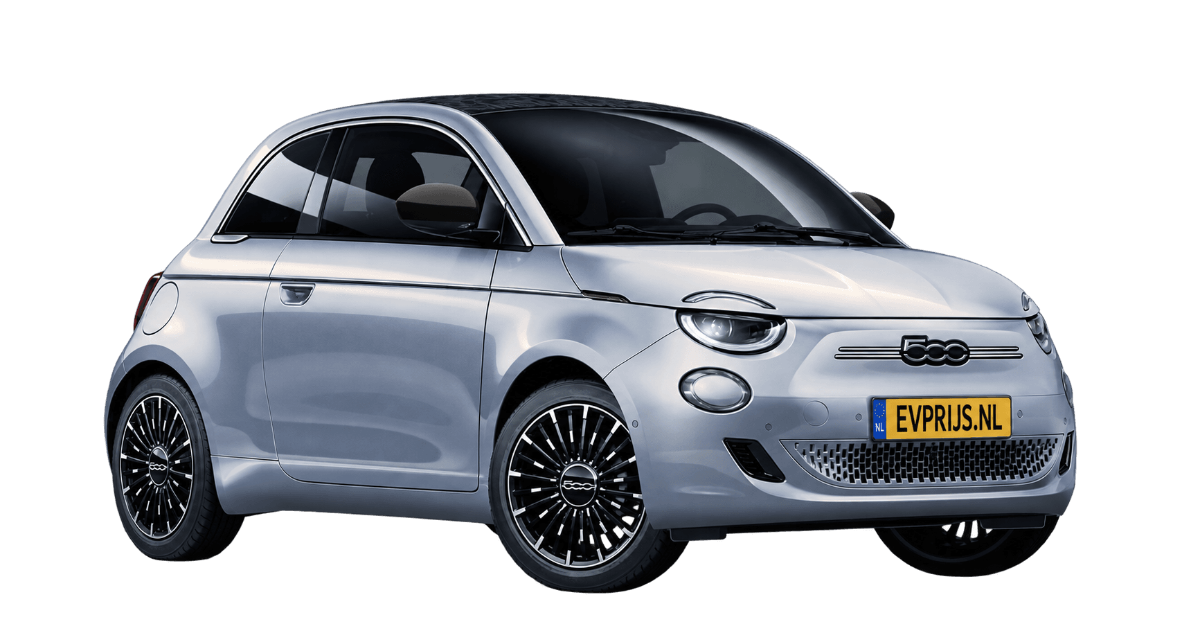 AI-bewerking (Imagegen) van officiële Fiat-configuratorrender: 500e Cabrio voor-/zijaanzicht in Celestial Blue (configuratorrender 42 kWh Electric La Prima Cabrio, voor-/zijaanzicht); velgen en details kunnen per uitvoering afwijken, beeld 6