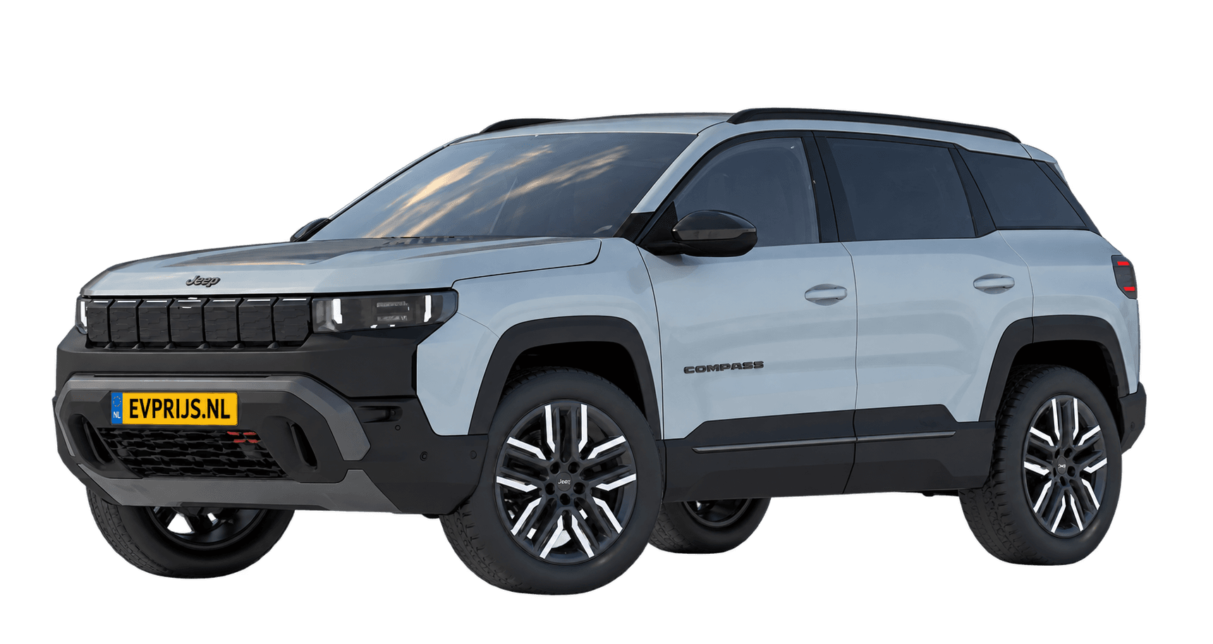 AI-bewerking (Imagegen) van officiële Jeep-configuratorrender: Compass 4xe voor-/zijaanzicht in Antarctica (configuratorrender 4xe Overland, voor-/zijaanzicht); velgen en details kunnen per uitvoering afwijken, beeld 5