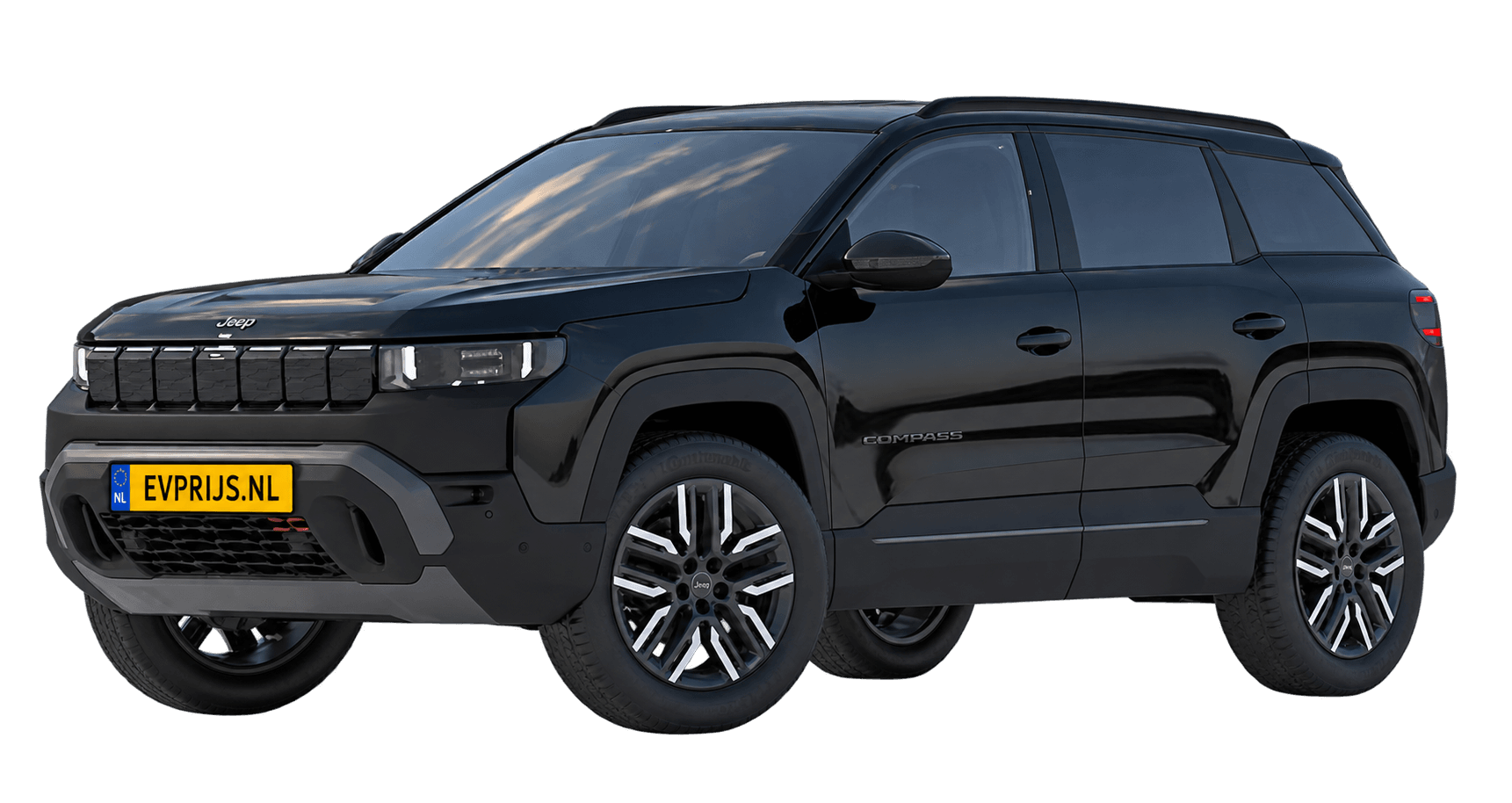AI-bewerking (Imagegen) van officiële Jeep-configuratorrender: Compass 4xe voor-/zijaanzicht in Vulcano (configuratorrender 4xe Overland, voor-/zijaanzicht); velgen en details kunnen per uitvoering afwijken, beeld 7