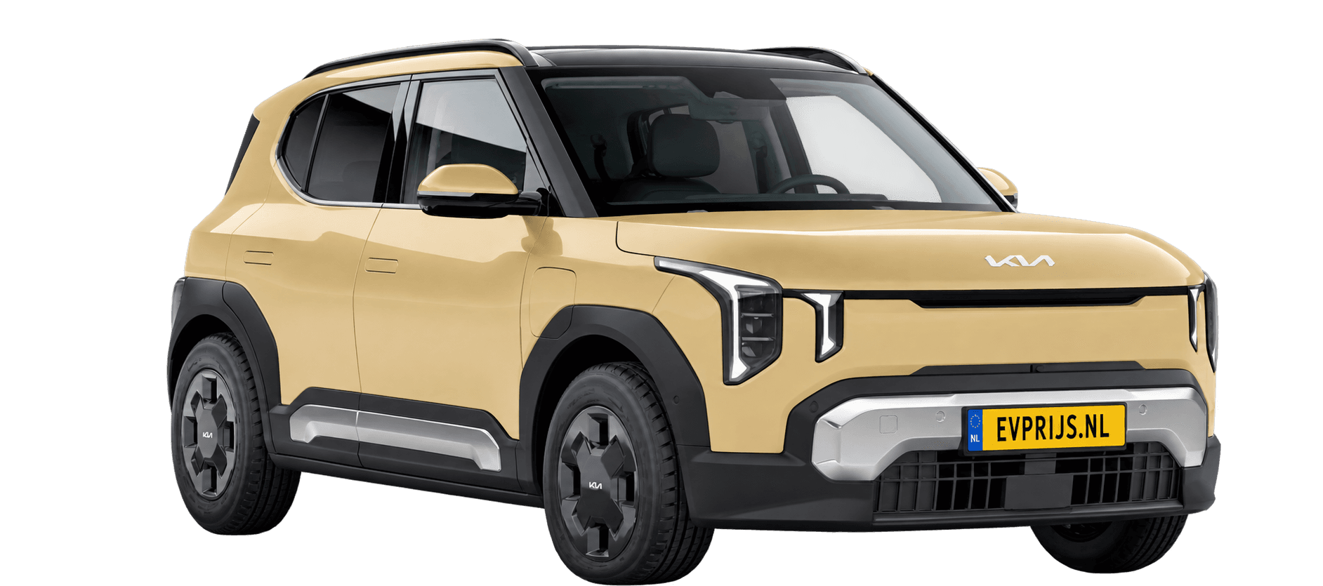 Kia EV2 in Vanilla Blossom: Nederlands Kia-kleurbeeld (Earth, 16" velgen); AI-bewerking (vrijstaand); lak exact, uitvoering en velgen kunnen afwijken, beeld 13
