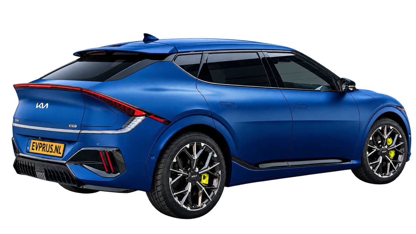 Kia EV6 GT achteraanzicht, vrijstaand AI-bewerkt modelbeeld; gekozen lak, velgen en uitvoering niet volledig bevestigd, beeld 3