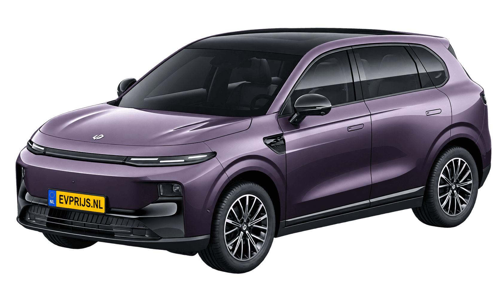 AI-bewerking (Imagegen) van officieel Leapmotor-beeld: B10 voor-/zijaanzicht in Dawn Purple (configurator B10 (versie B108CR1UEULSCAE), afbeelding B10_0UB.png); velgen en details kunnen per uitvoering afwijken, beeld 7