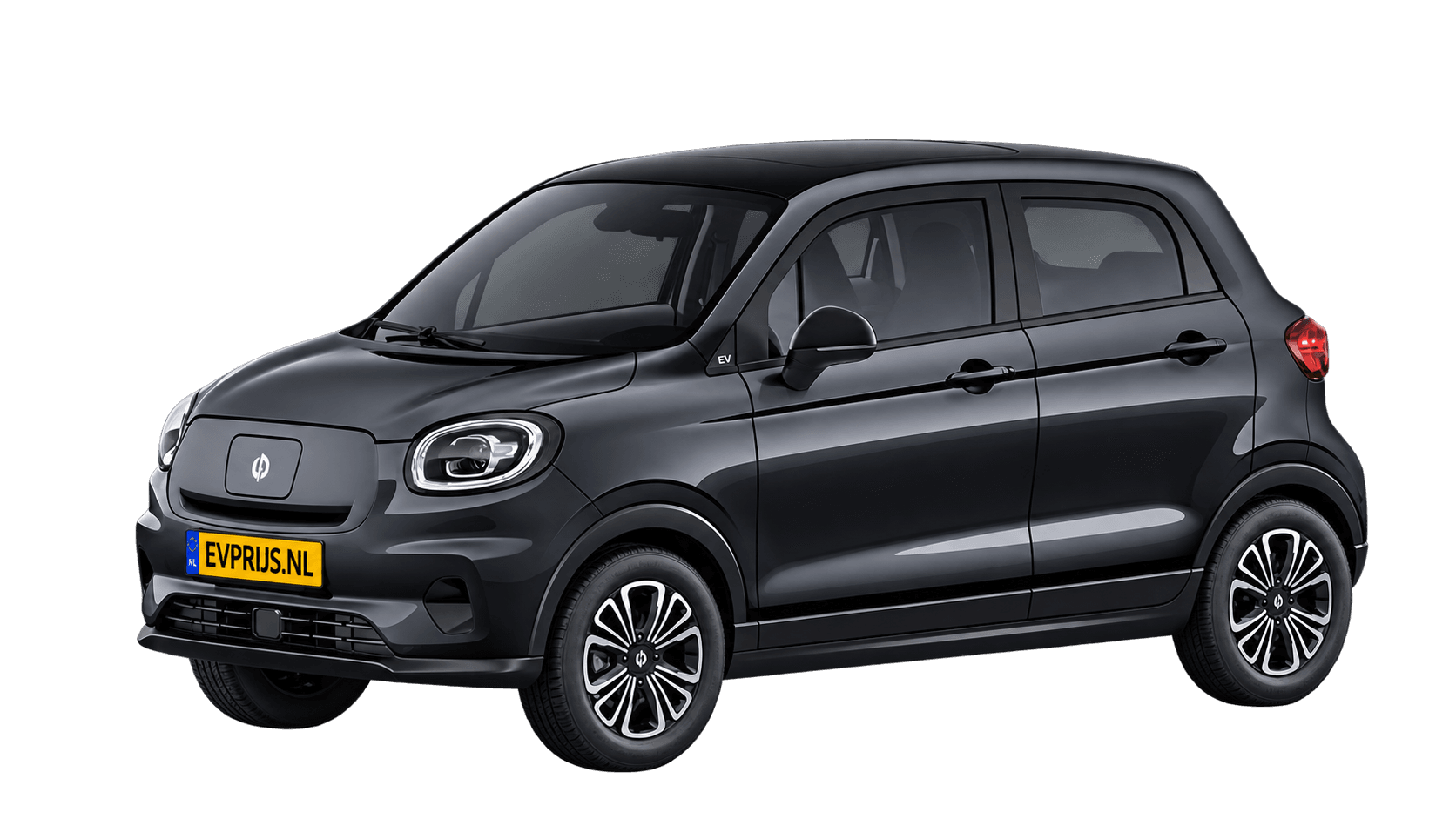 AI-bewerking (Imagegen) van officieel Leapmotor-beeld: T03 voor-/zijaanzicht in Canopy Grey (configurator T03 (versie T038FF1QEULSC44), afbeelding T03_0GM.png); velgen en details kunnen per uitvoering afwijken, beeld 4