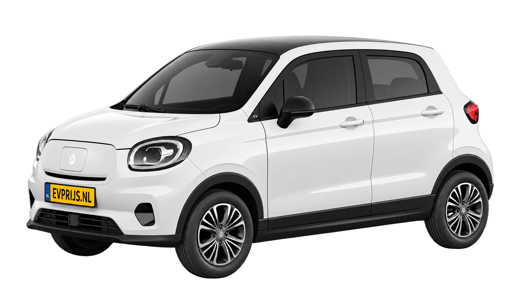 AI-bewerking (Imagegen) van officieel Leapmotor-beeld: T03 voor-/zijaanzicht in Light White (configurator T03 (versie T038FF1QEULSC44), afbeelding T03_0AG.png); velgen en details kunnen per uitvoering afwijken, beeld 5