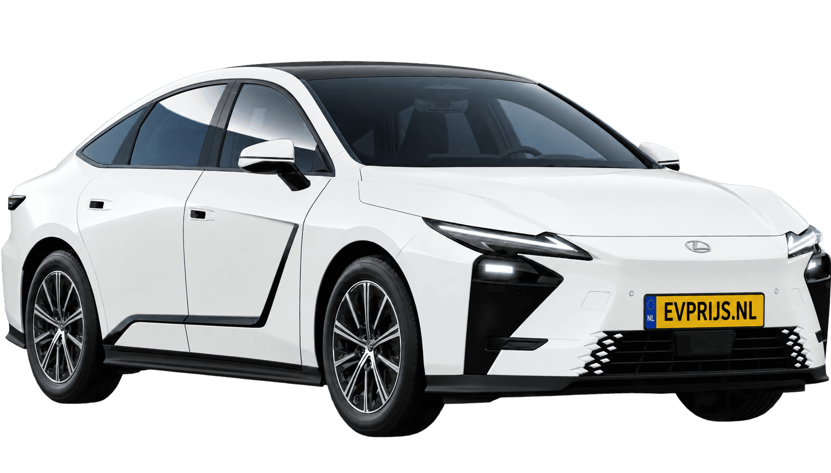 AI-bewerking (Imagegen) van officiële Lexus-configuratorrender: Lexus ES voor-/zijaanzicht in F White (configuratorrender Luxury Line 350e FWD, aanzicht 3); velgen en details kunnen per uitvoering afwijken, beeld 7