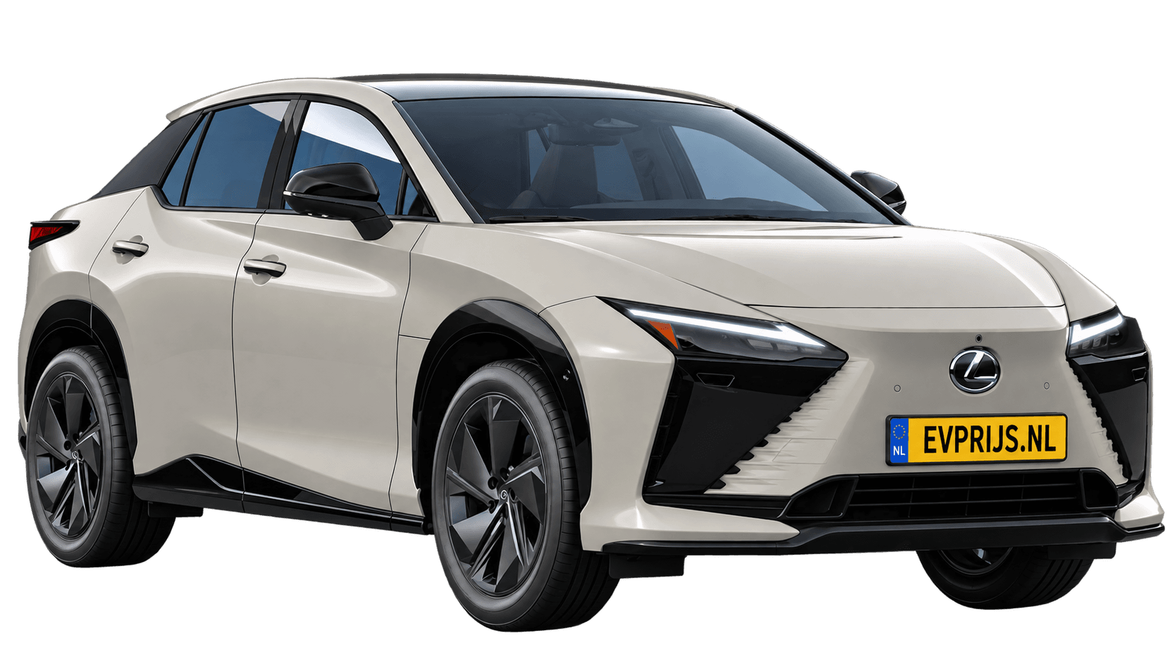 AI-bewerking (Imagegen) van officiële Lexus-configuratorrender: Lexus RZ voor-/zijaanzicht in Neutrino Grey metallic (configuratorrender F SPORT 550e AWD, aanzicht 3); velgen en details kunnen per uitvoering afwijken, beeld 12