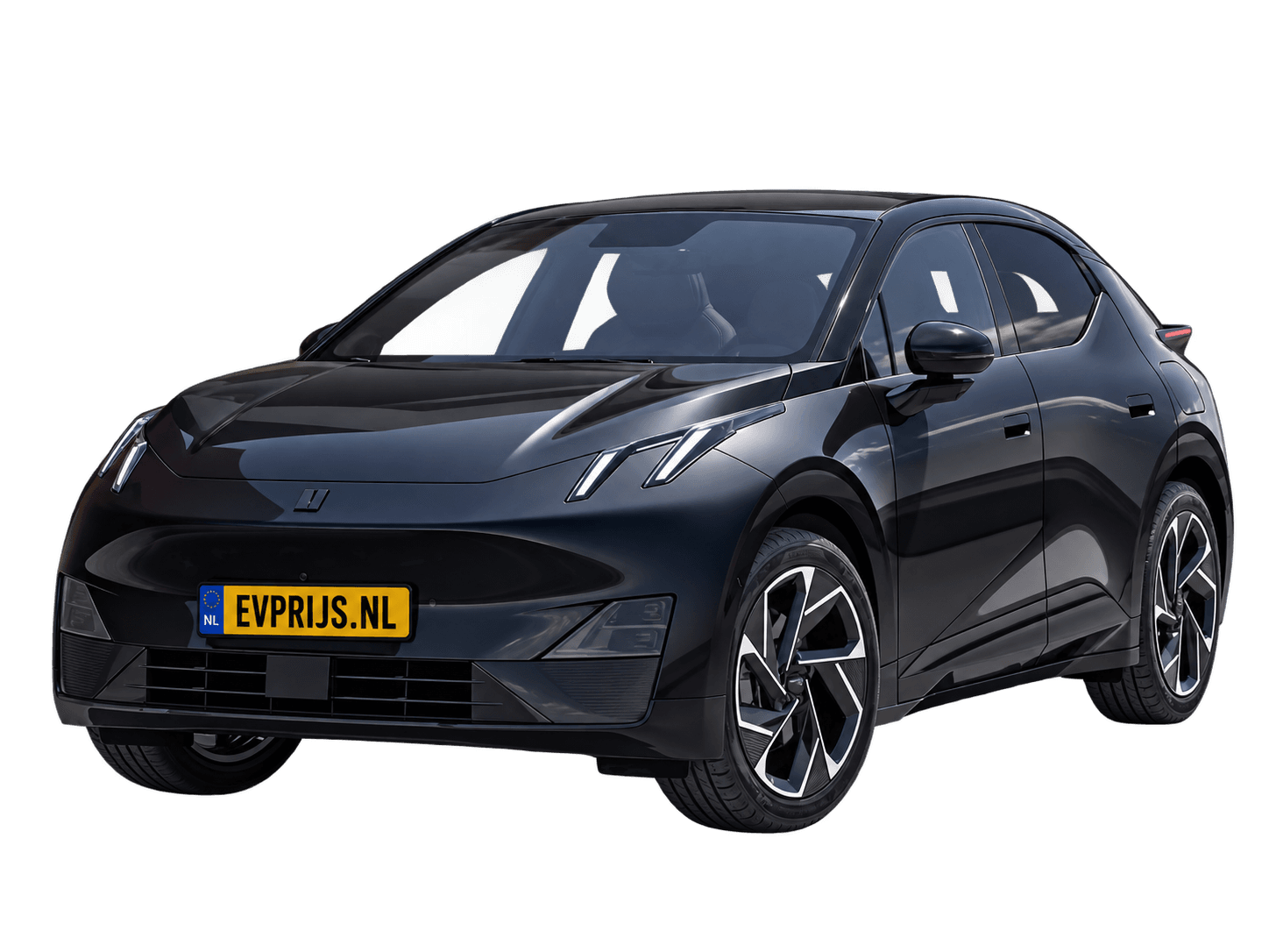 AI-bewerking (Imagegen) van officieel Lynk & Co-beeld: 02 More voor-/zijaanzicht in Onyx Black (configurator Lynk & Co 02 (uitrusting More, 20-inch velgen), ExteriorFront34), beeld 7