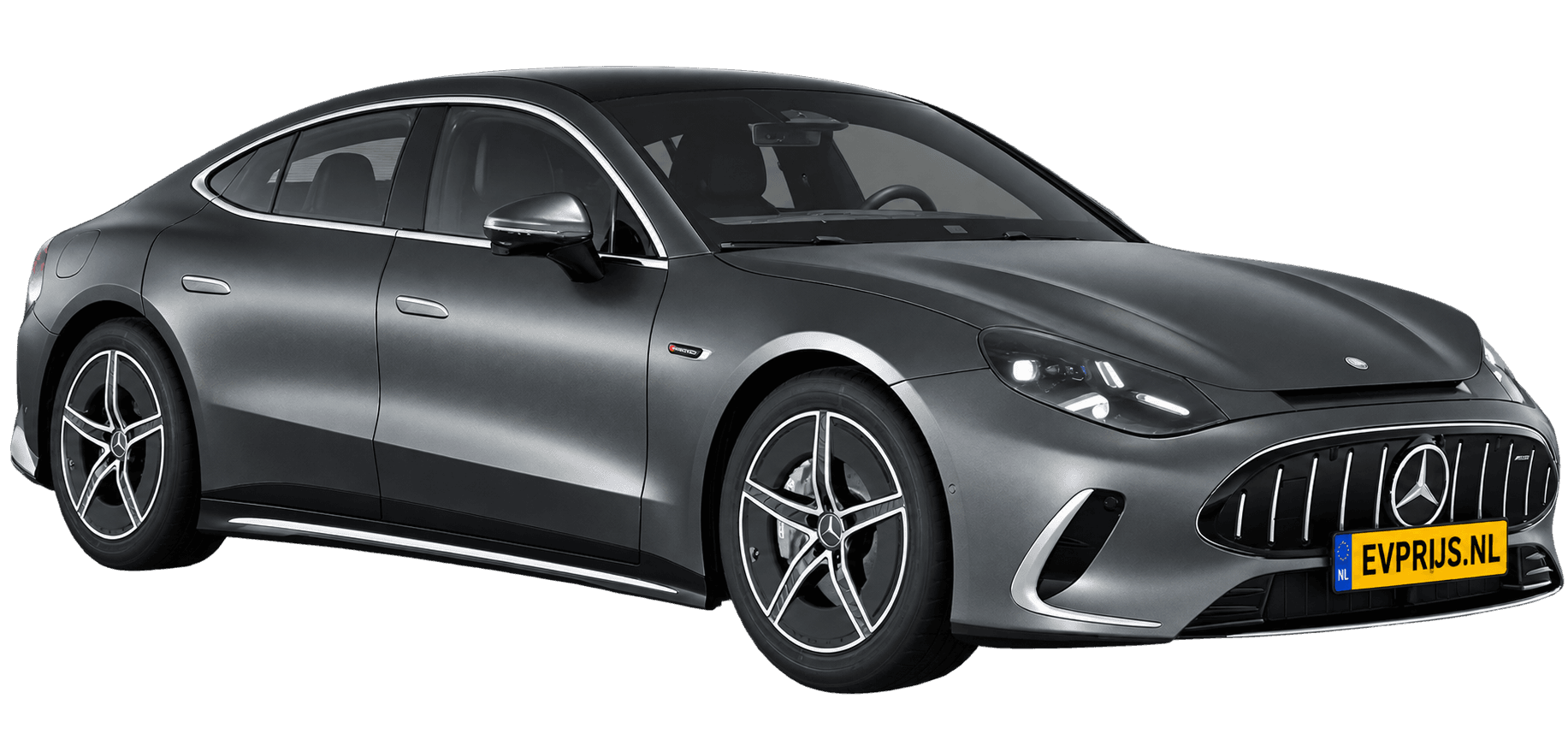 AI-bewerking (Imagegen) van officieel Mercedes-Benz-configuratorbeeld: Mercedes-AMG GT 4-Deurs Coupé voor-/zijaanzicht in Grafietgrijs magno (configuratie Mercedes-AMG GT 53 4-Deur Coupé); uitvoering en velgen kunnen afwijken, beeld 17
