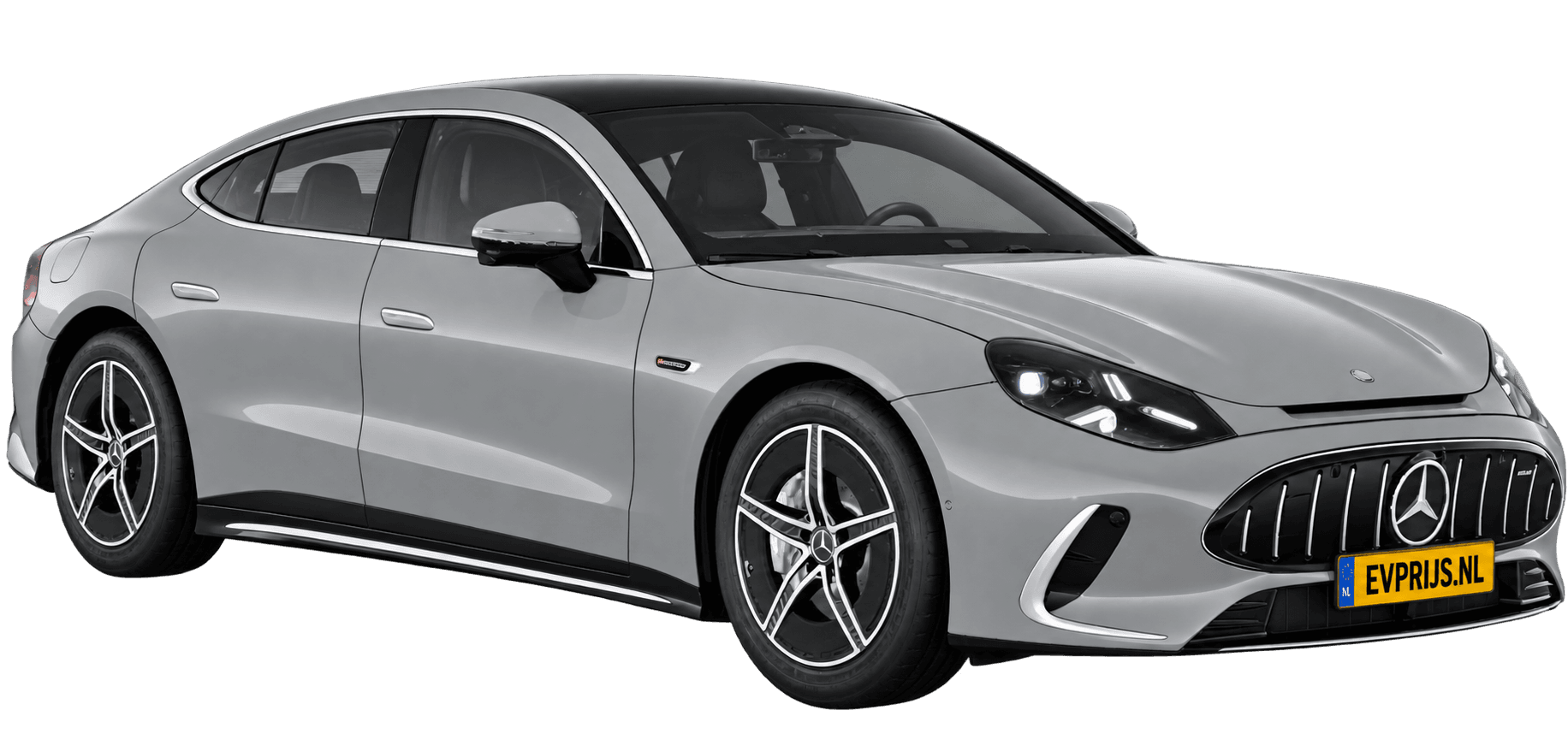 AI-bewerking (Imagegen) van officieel Mercedes-Benz-configuratorbeeld: Mercedes-AMG GT 4-Deurs Coupé voor-/zijaanzicht in Alpinegrijs uni (configuratie Mercedes-AMG GT 53 4-Deur Coupé); uitvoering en velgen kunnen afwijken, beeld 20