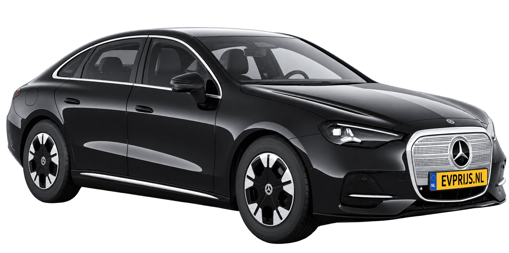 AI-bewerking (Imagegen) van officieel Mercedes-Benz-configuratorbeeld: C-Klasse Limousine voor-/zijaanzicht in Obsidiaanzwart (configuratie C 300 4MATIC Business Solution electric); uitvoering en velgen kunnen afwijken, beeld 5