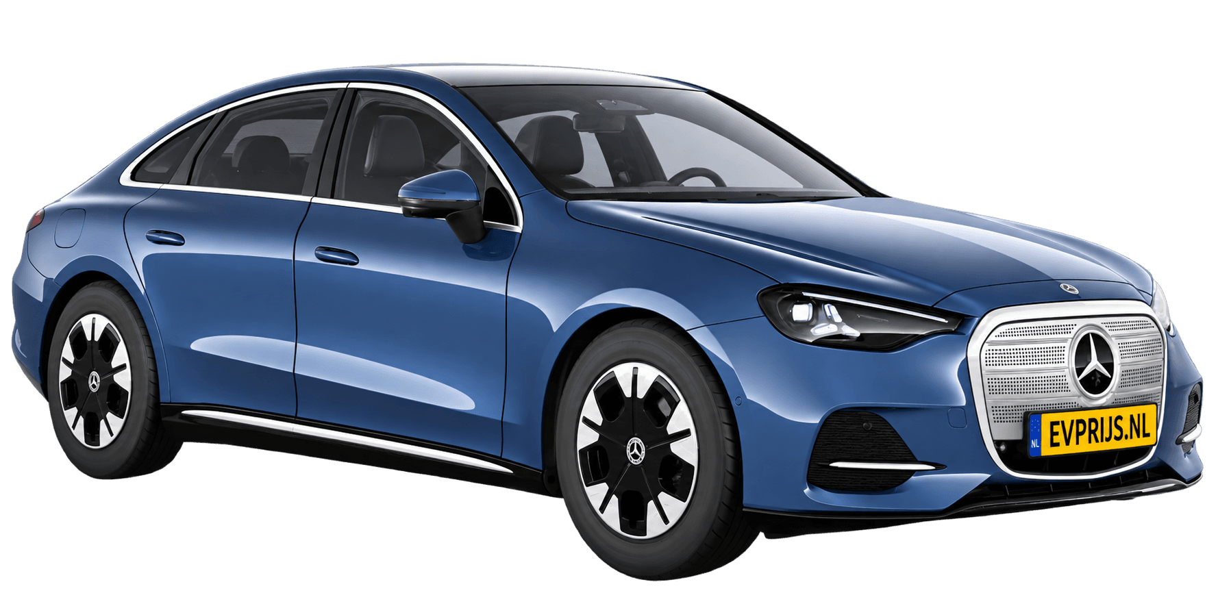 AI-bewerking (Imagegen) van officieel Mercedes-Benz-configuratorbeeld: C-Klasse Limousine voor-/zijaanzicht in Sodalietblauw (configuratie C 300 4MATIC Business Solution electric); uitvoering en velgen kunnen afwijken; kleurverzadiging kan afwijken, beeld 8