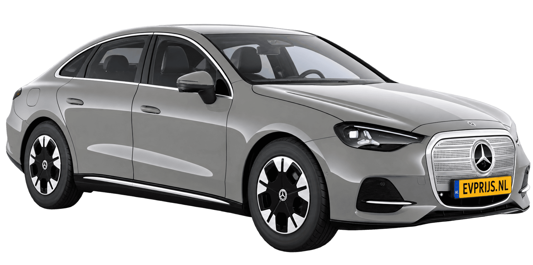 AI-bewerking (Imagegen) van officieel Mercedes-Benz-configuratorbeeld: C-Klasse Limousine voor-/zijaanzicht in Alpine grijs (configuratie C 300 4MATIC Business Solution electric); uitvoering en velgen kunnen afwijken, beeld 10