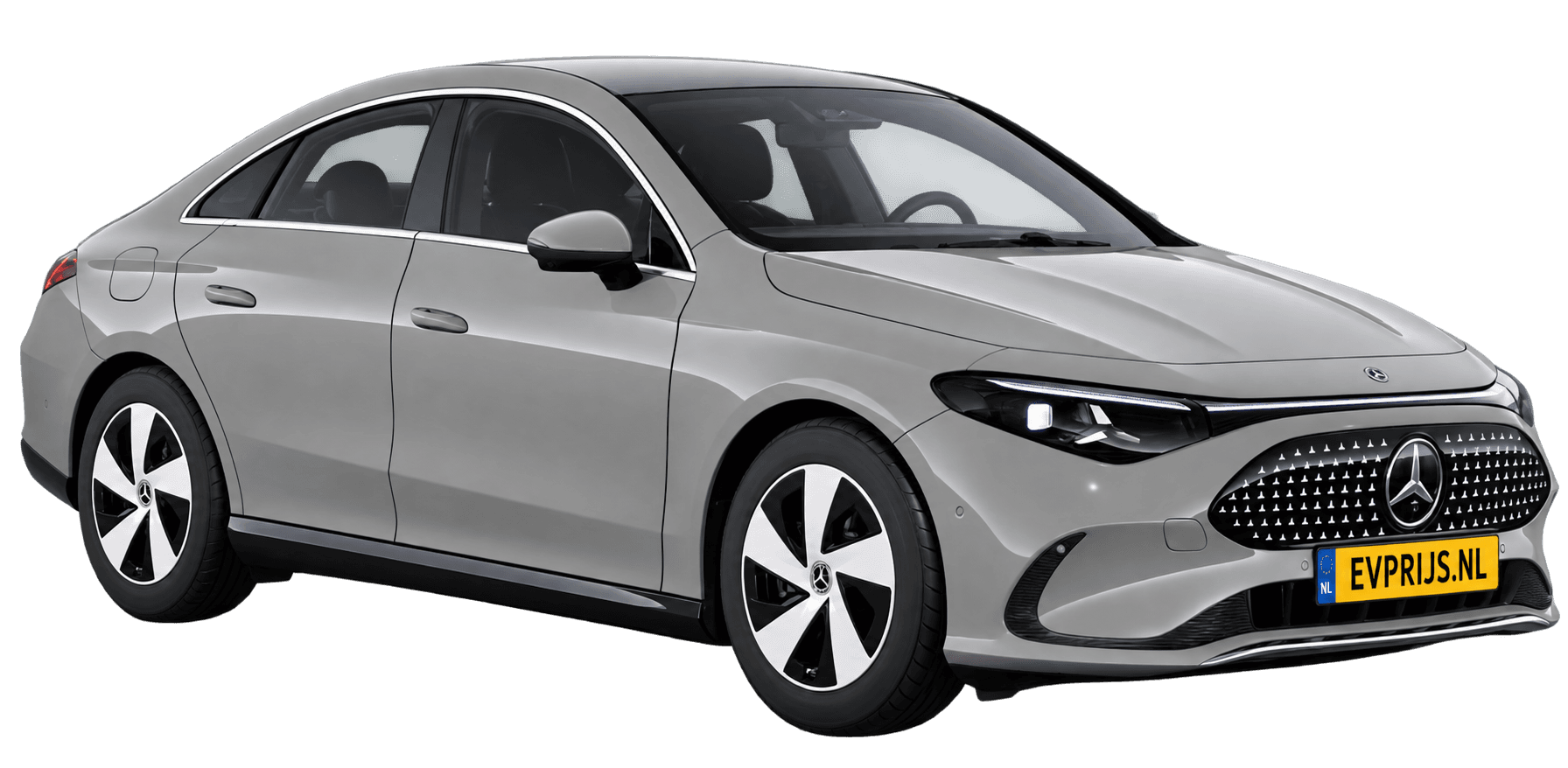 AI-bewerking (Imagegen) van officieel Mercedes-Benz-configuratorbeeld: CLA voor-/zijaanzicht in Alpine grijs (configuratie CLA 200 Business Solution electric); uitvoering en velgen kunnen afwijken, beeld 8