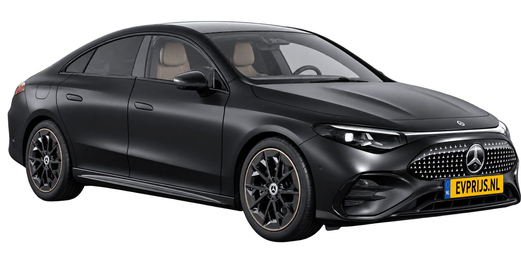 AI-bewerking (Imagegen) van officieel Mercedes-Benz-configuratorbeeld: CLA voor-/zijaanzicht in Cosmoszwart magno (configuratie CLA 200 Business Solution AMG electric); uitvoering en velgen kunnen afwijken, beeld 9