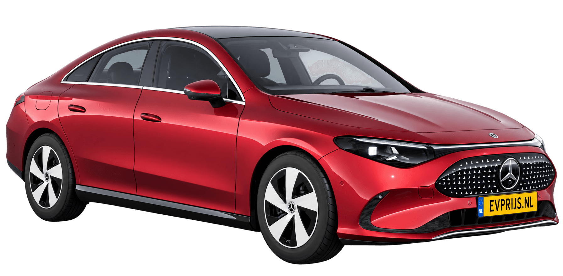 AI-bewerking (Imagegen) van officieel Mercedes-Benz-configuratorbeeld: CLA voor-/zijaanzicht in Patagoniërood (configuratie CLA 200 Business Solution electric); uitvoering en velgen kunnen afwijken; kleurverzadiging kan afwijken, beeld 10