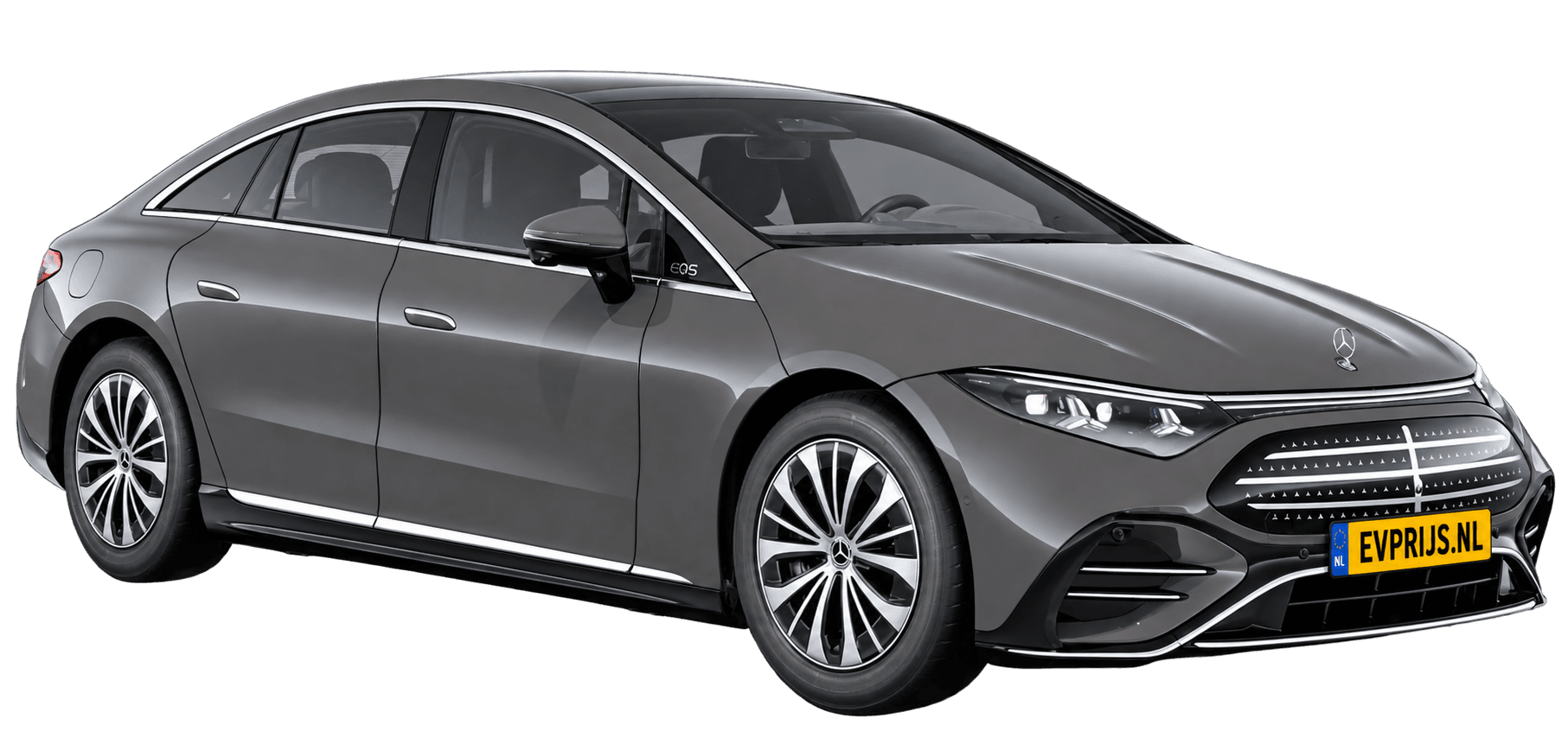 AI-bewerking (Imagegen) van officieel Mercedes-Benz-configuratorbeeld: EQS Limousine voor-/zijaanzicht in Warmgrijs (configuratie EQS 400); uitvoering en velgen kunnen afwijken, beeld 11