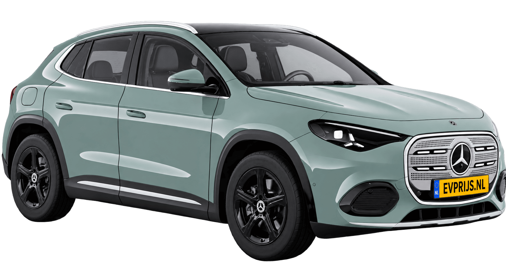 AI-bewerking (Imagegen) van officieel Mercedes-Benz-configuratorbeeld: GLA voor-/zijaanzicht in Aquamarijn (configuratie GLA 200 Business Solution electric); uitvoering en velgen kunnen afwijken, beeld 5