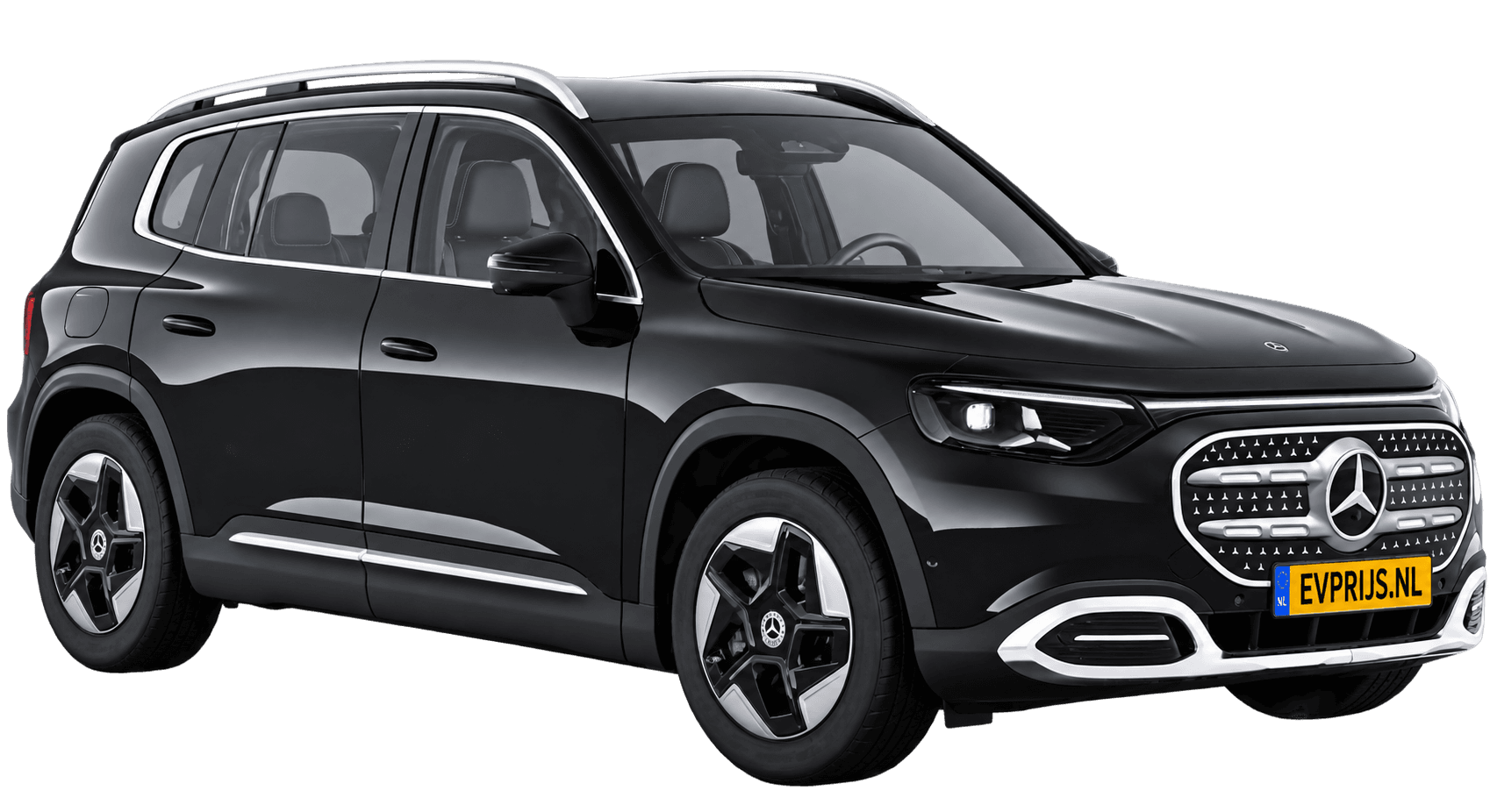 AI-bewerking (Imagegen) van officieel Mercedes-Benz-configuratorbeeld: GLB voor-/zijaanzicht in Kosmoszwart (configuratie GLB 200 Business Solution electric); uitvoering en velgen kunnen afwijken, beeld 4