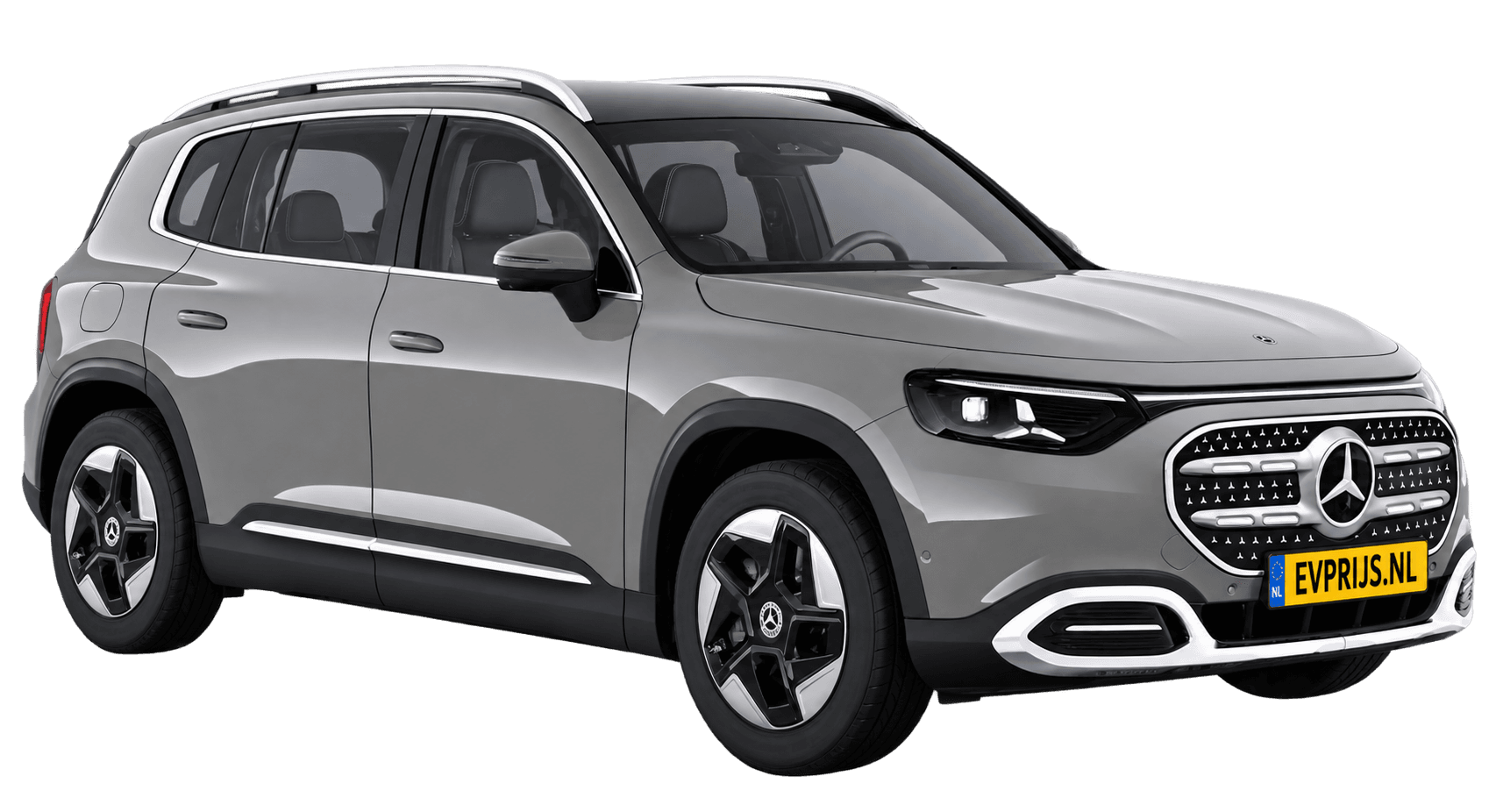 AI-bewerking (Imagegen) van officieel Mercedes-Benz-configuratorbeeld: GLB voor-/zijaanzicht in Alpine grijs (configuratie GLB 200 Business Solution electric); uitvoering en velgen kunnen afwijken, beeld 7