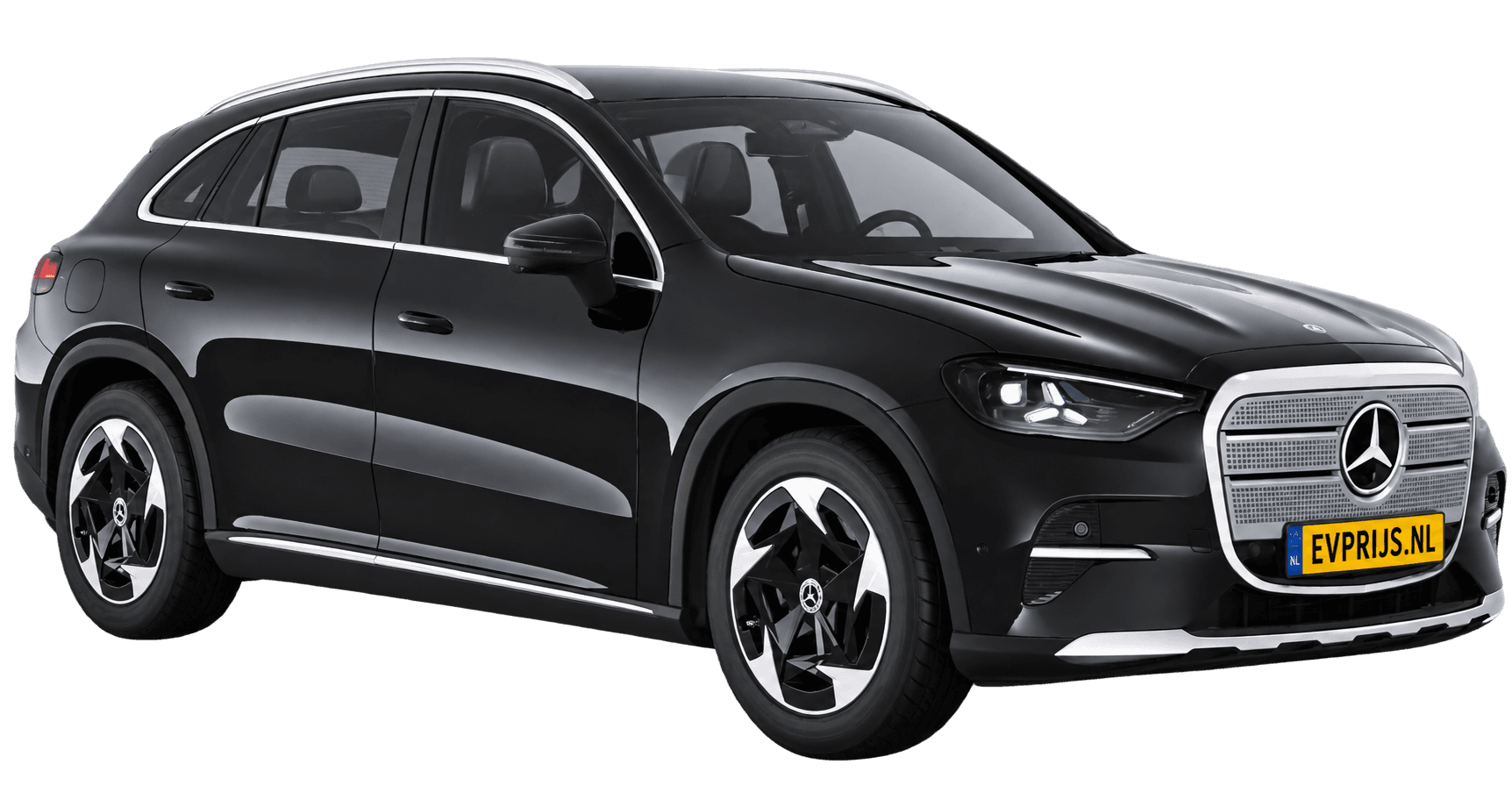 AI-bewerking (Imagegen) van officieel Mercedes-Benz-configuratorbeeld: GLC voor-/zijaanzicht in Zwart (configuratie GLC 250 Business Solution electric); uitvoering en velgen kunnen afwijken, beeld 3