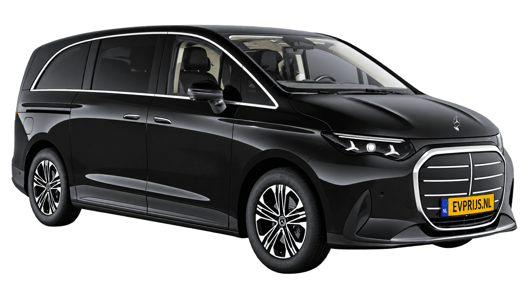 AI-bewerking (Imagegen) van officieel Mercedes-Benz-configuratorbeeld: VLE voor-/zijaanzicht in Obsidiaanzwart (configuratie VLE 44980913_NL1 Standard (953)); uitvoering en velgen kunnen afwijken, beeld 7
