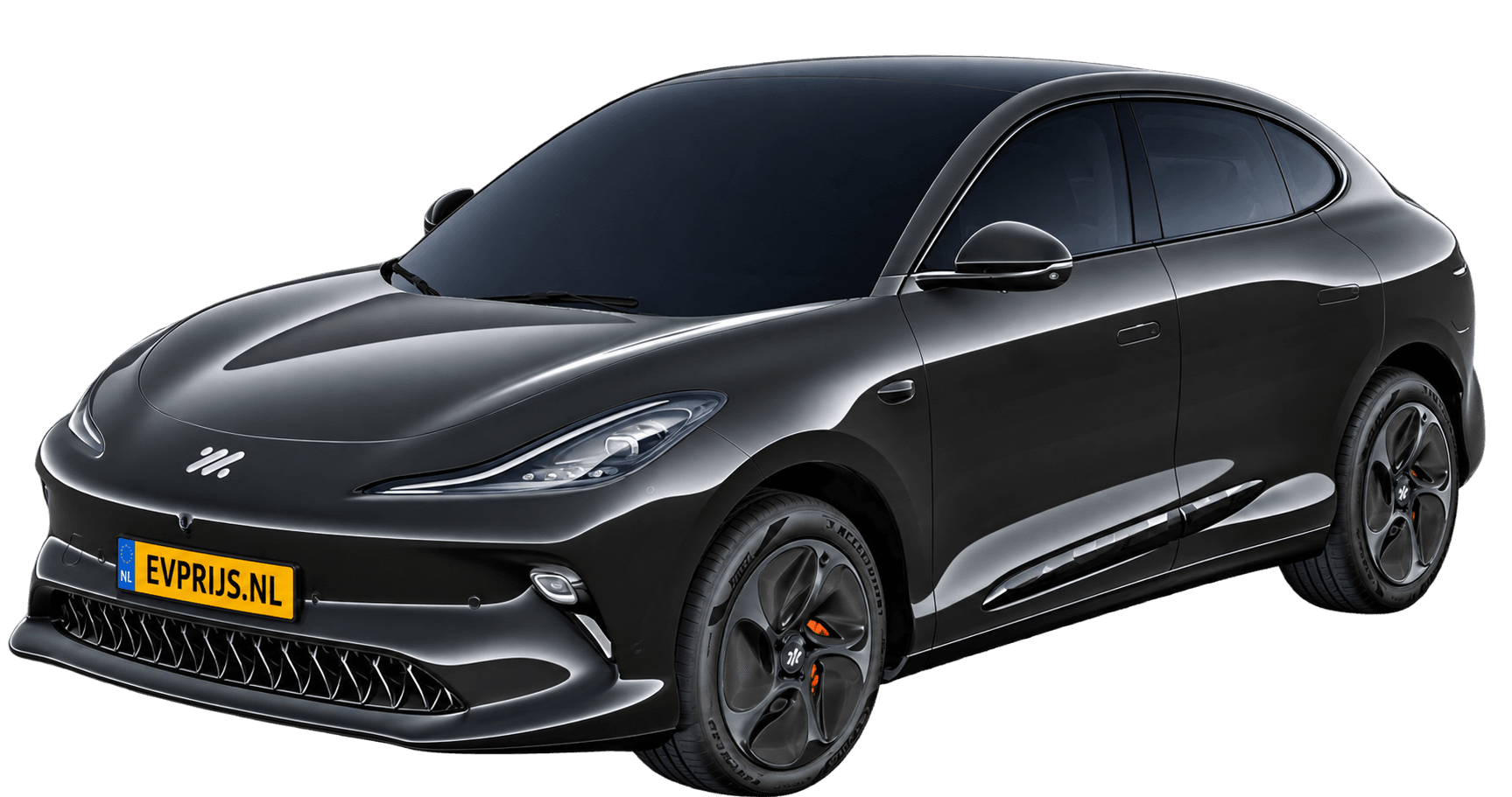 AI-bewerking (Imagegen) van officieel MG-beeld: IM6 voor-/zijaanzicht in Black Pearl (configuratorbeeld 75/100 kWh RWD met 20-inch Aero-velgen); uitvoering en velgen kunnen afwijken, beeld 5