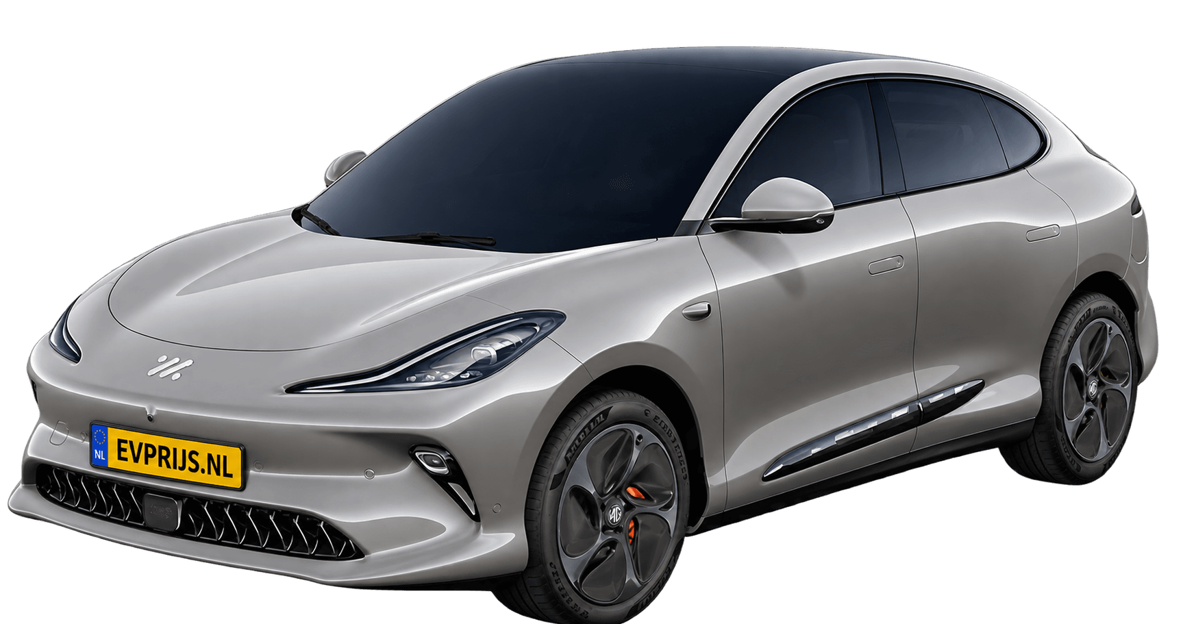 AI-bewerking (Imagegen) van officieel MG-beeld: IM6 voor-/zijaanzicht in Rembrandt Grey (configuratorbeeld 75/100 kWh RWD met 20-inch Aero-velgen); uitvoering en velgen kunnen afwijken, beeld 3