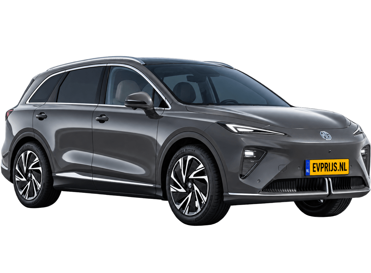 AI-bewerking (Imagegen) van officieel MG-beeld: MGS6 EV voor-/zijaanzicht in Andes Grey (configuratorrender Luxury Long Range); uitvoering en velgen kunnen afwijken, beeld 6