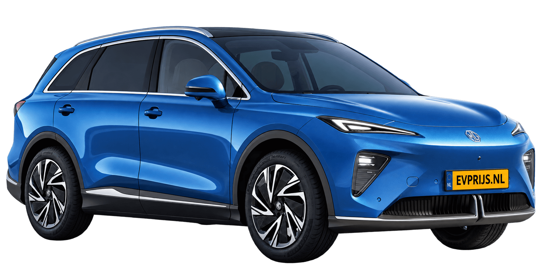 AI-bewerking (Imagegen) van officieel MG-beeld: MGS6 EV voor-/zijaanzicht in Piccadilly Blue (configuratorrender Luxury Long Range); uitvoering en velgen kunnen afwijken, beeld 8
