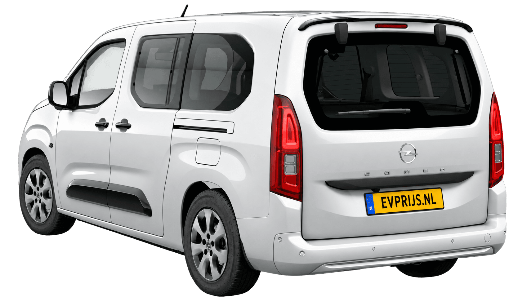 AI-bewerking (Imagegen) van officiële Opel-configuratorrender: Combo Electric XL achter-/zijaanzicht in Wit (Kaolin White) (configuratorrender Combo Electric XL GS, aanzicht 003); velgen en details kunnen per uitvoering afwijken, beeld 6