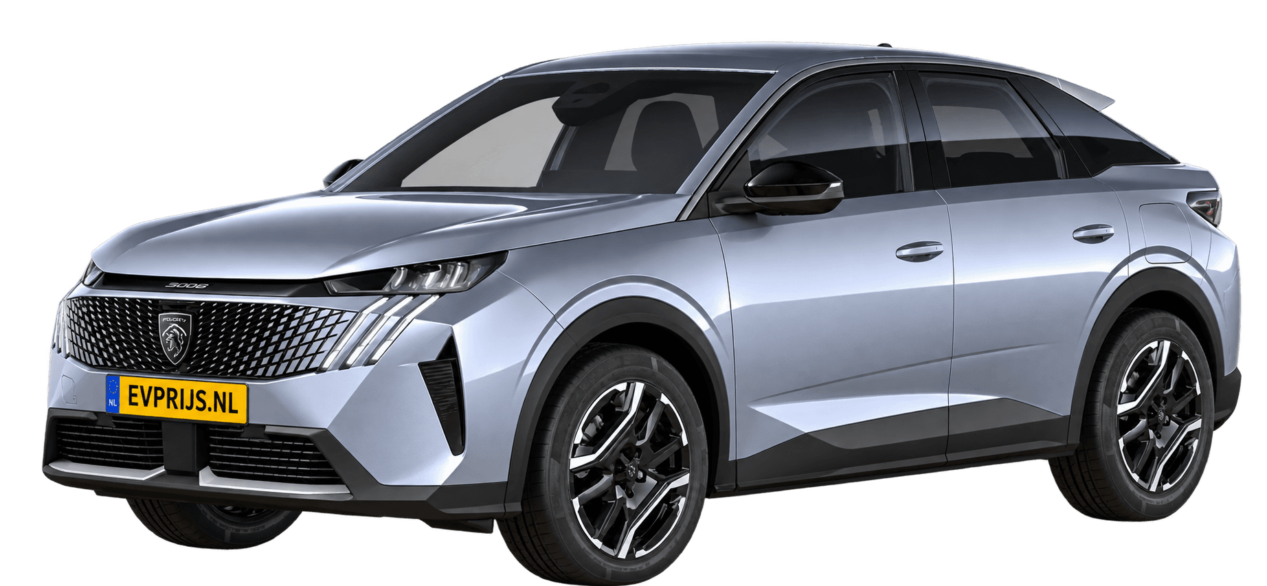 AI-bewerking (Imagegen) van officiële Peugeot-configuratorrender: E-3008 voor-/zijaanzicht in Gris ARTENSE (configuratorrender E-3008 Allure 73kWh 210, aanzicht 001); velgen en details kunnen per uitvoering afwijken, beeld 6