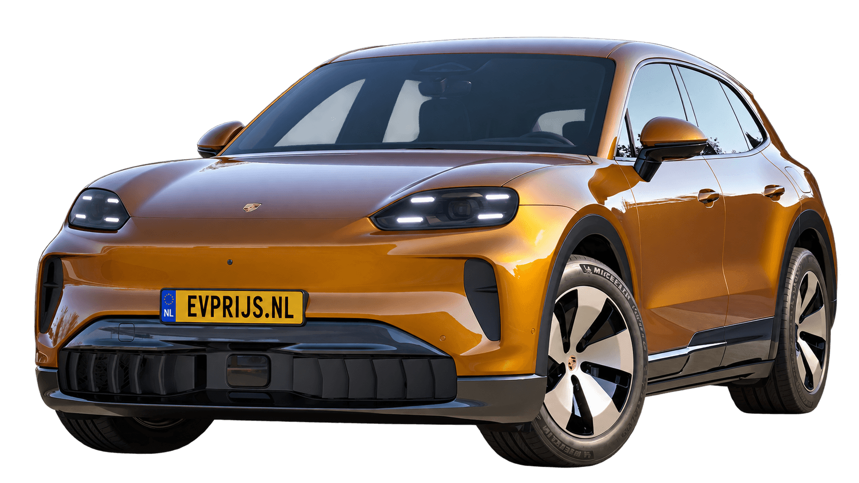 AI-bewerking van origineel Porsche-configuratorbeeld in Madeira Gold Metallic; uitvoering en velgen kunnen afwijken. Kleine randresten mogelijk., beeld 9