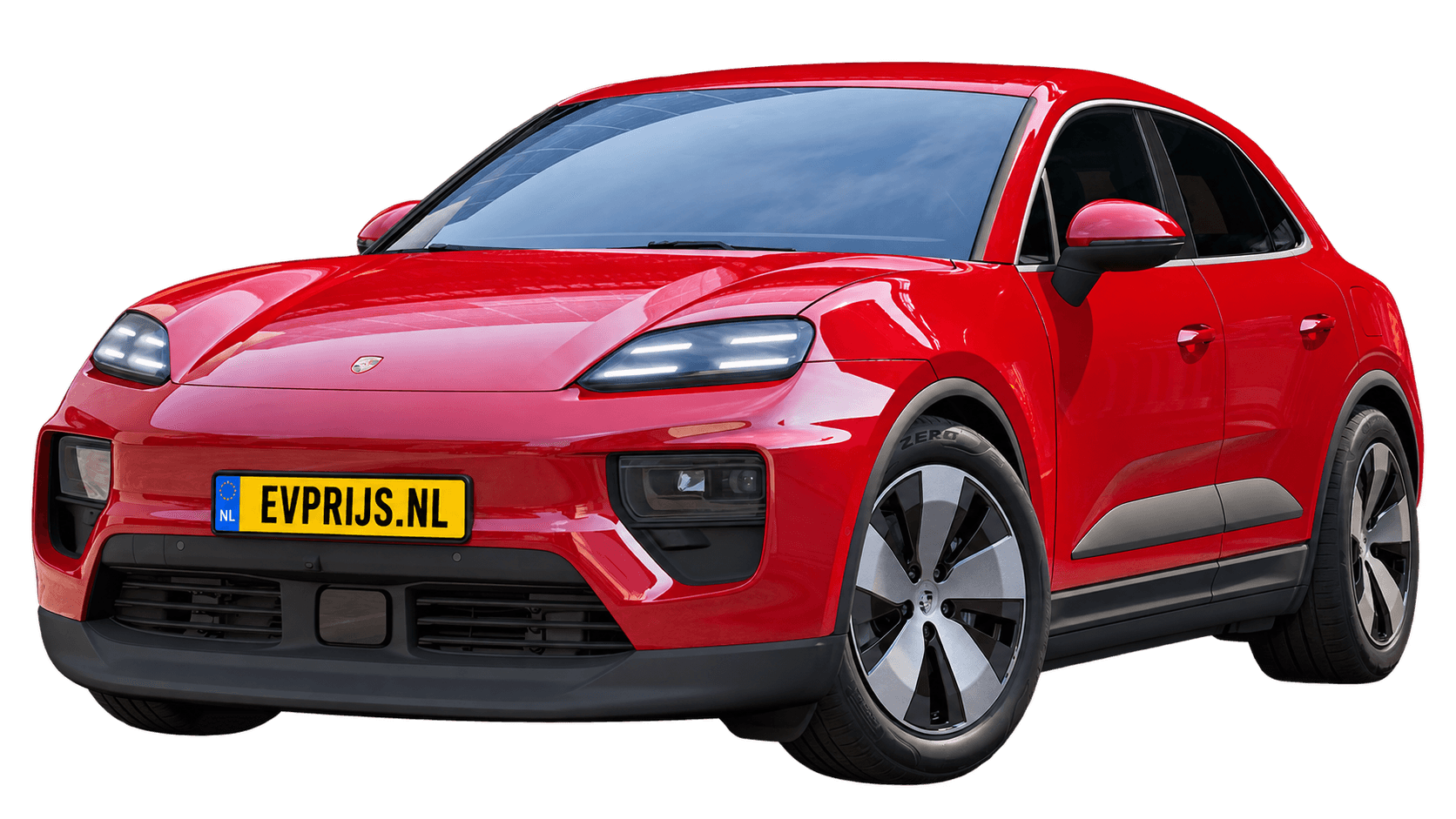 AI-bewerking van origineel Porsche-configuratorbeeld in Carmine Red; uitvoering en velgen kunnen afwijken. Kleine randresten mogelijk., beeld 10