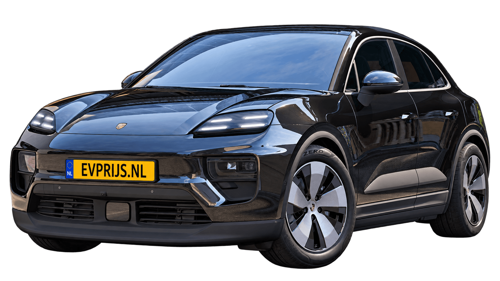 AI-bewerking van origineel Porsche-configuratorbeeld in Jet Black metallic; uitvoering en velgen kunnen afwijken. Kleine randresten mogelijk., beeld 5