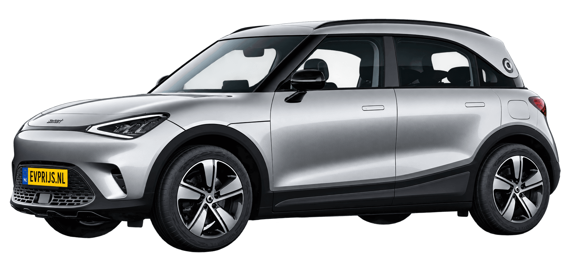 AI-bewerking (Imagegen) van officiële smart-configuratorrender: smart #1 voor-/zijaanzicht in Cyber Silver Metallic (configuratorrender smart #1 Pure (HXYH180I51EU000048), aanzicht FR-02 (voor-/zijaanzicht, neus links)); velgen en details kunnen per uitvoering afwijken, beeld 11
