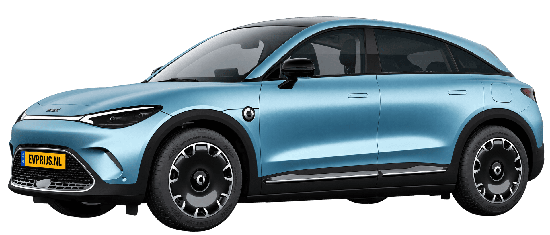 AI-bewerking (Imagegen) van officiële smart-configuratorrender: smart #3 voor-/zijaanzicht in Electron Blue Matte (configuratorrender smart #3 Premium (HC1ESD2I51EU01285L), aanzicht FR-02 (voor-/zijaanzicht, neus links)); velgen en details kunnen per uitvoering afwijken, beeld 10