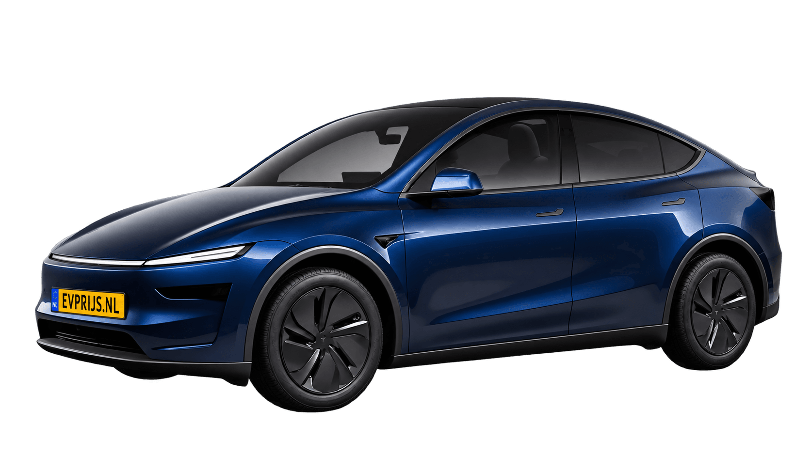 AI-bewerking van origineel Tesla-vooraanzicht van Model Y Premium Long Range achterwielaandrijving in Marine Blue met standaardvelgen; transparante achtergrond, beeld 8