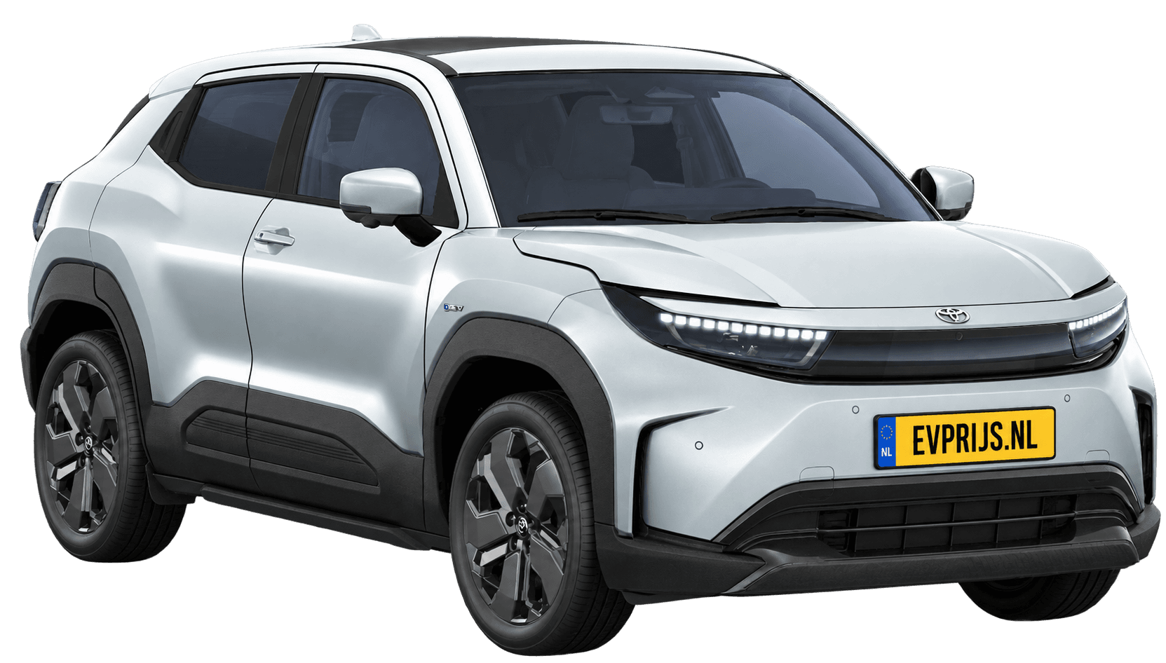 AI-bewerking (Imagegen) van officiële Toyota-configuratorrender: Toyota Urban Cruiser voor-/zijaanzicht in Splendid Silver (configuratorrender Executive 61 kWh (174pk) FWD, aanzicht 3); velgen en details kunnen per uitvoering afwijken, beeld 3