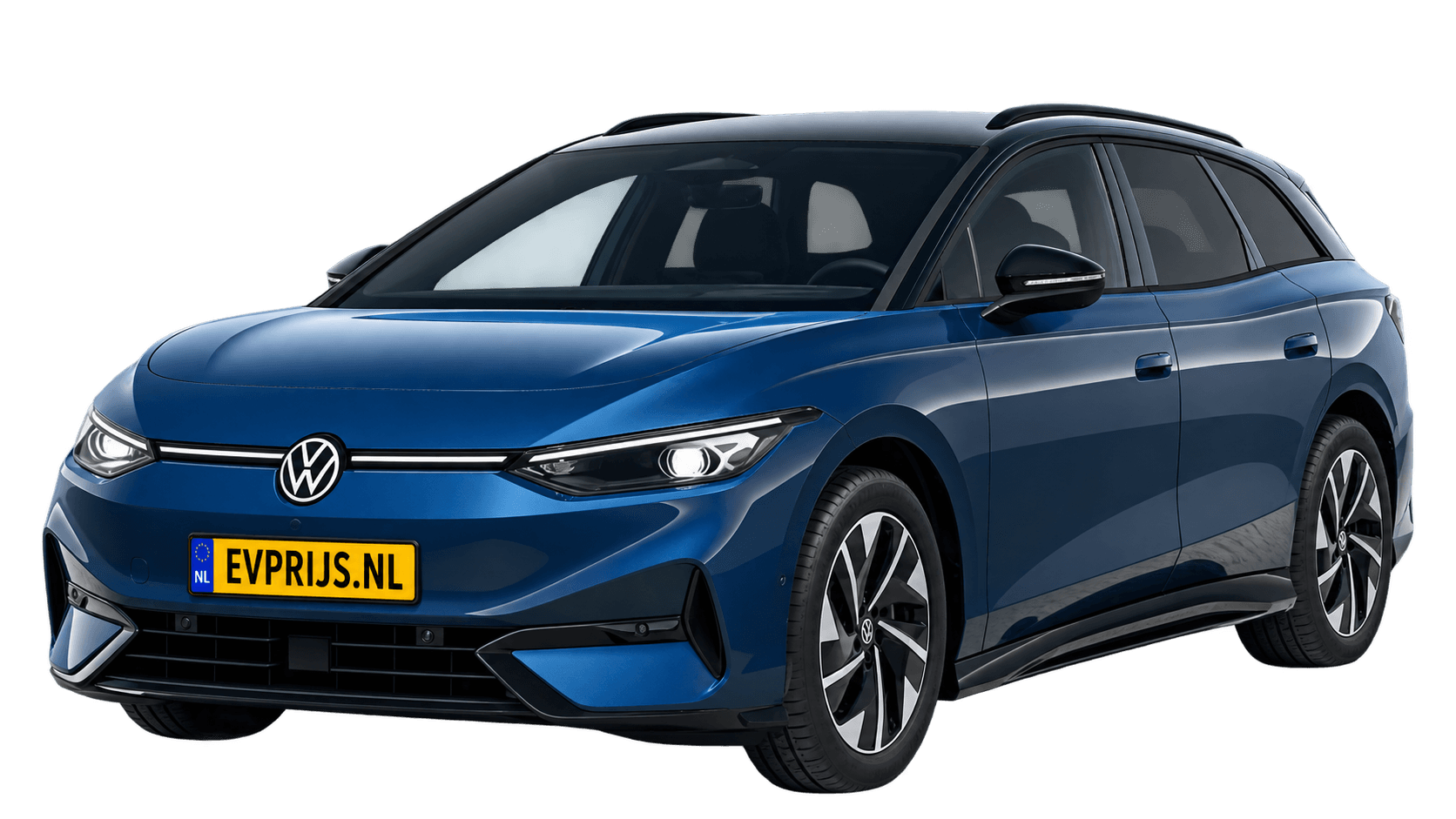 ID.7 Tourer Limited Edition 59 kWh · Aquamarine Blue met zwart dak · front aanzicht (AI-bewerking), beeld 5