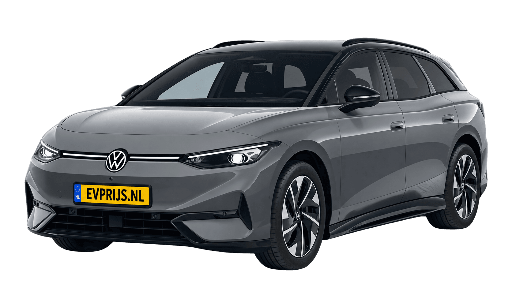 ID.7 Tourer Limited Edition 59 kWh · Moonstone Grey met zwart dak · front aanzicht (AI-bewerking), beeld 3