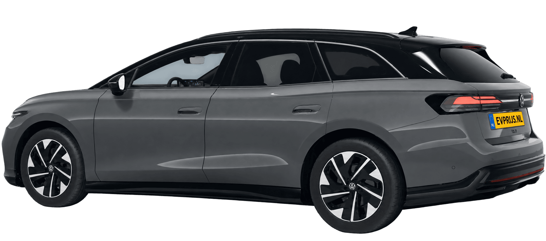 ID.7 Tourer Limited Edition 59 kWh · Moonstone Grey met zwart dak · rear aanzicht (AI-bewerking), beeld 4