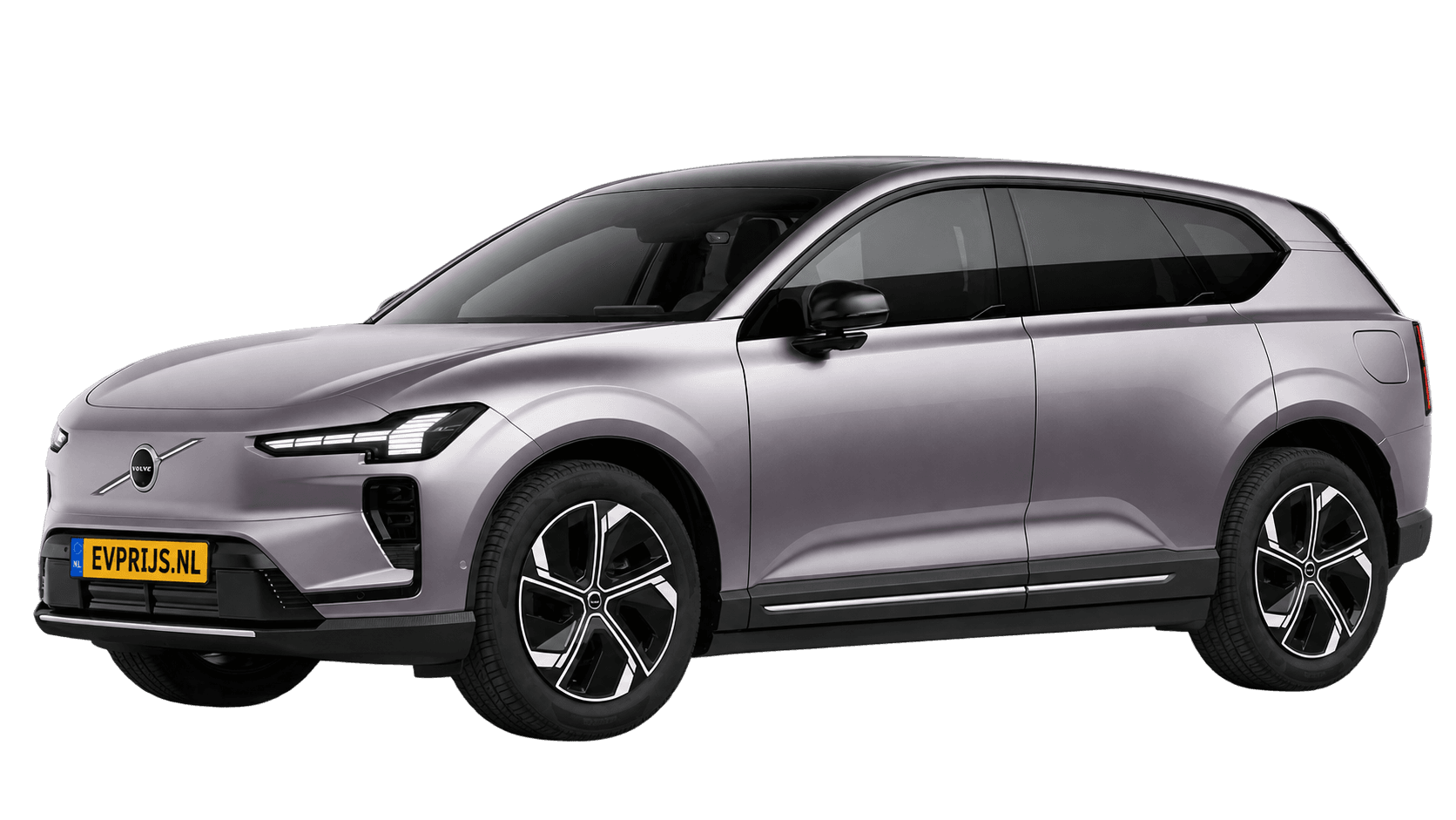 AI-bewerking (Imagegen) van officiële Volvo-configuratorrender: EX60 voor-/zijaanzicht in Aurora Silver (Nederlandse configurator, standaardconfiguratie Plus P6); uitvoering en velgen kunnen afwijken, beeld 3
