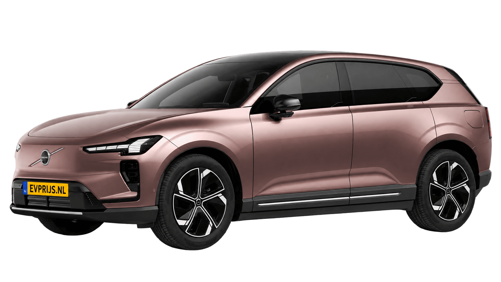 AI-bewerking (Imagegen) van officiële Volvo-configuratorrender: EX60 voor-/zijaanzicht in Heather Bronze (Nederlandse configurator, standaardconfiguratie Plus P6); kleurverzadiging kan afwijken; uitvoering en velgen kunnen afwijken, beeld 11