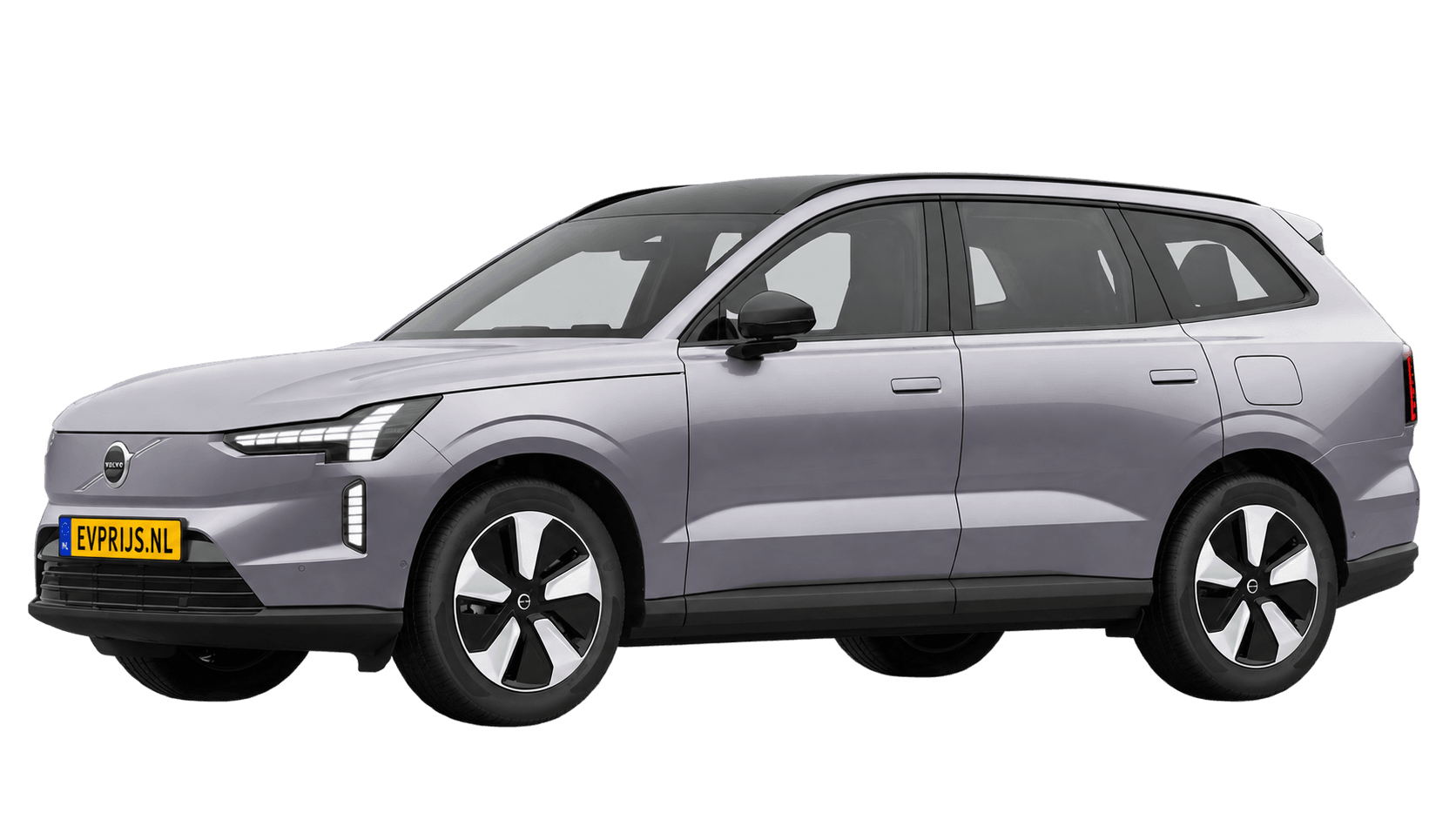 AI-bewerking (Imagegen) van officiële Volvo-configuratorrender: EX90 voor-/zijaanzicht in Aurora Silver (Nederlandse configurator, standaardconfiguratie Single Motor); uitvoering en velgen kunnen afwijken, beeld 3