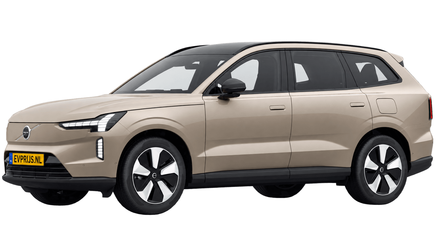 AI-bewerking (Imagegen) van officiële Volvo-configuratorrender: EX90 voor-/zijaanzicht in Sand Dune (Nederlandse configurator, standaardconfiguratie Single Motor); uitvoering en velgen kunnen afwijken, beeld 15