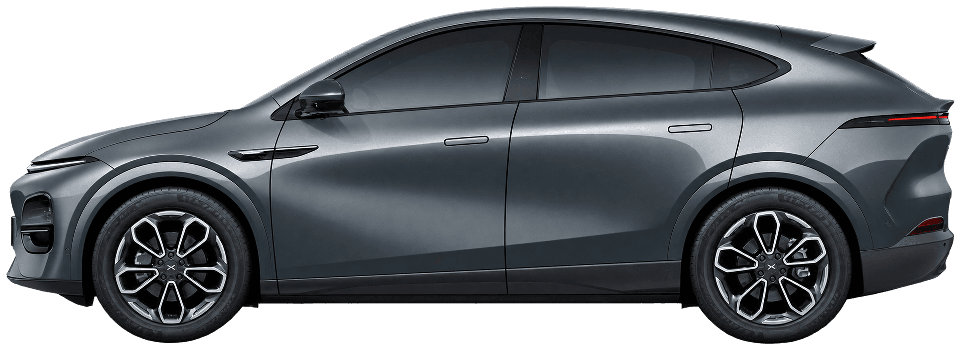 XPENG G6 in Graphite Gray · kleurkiezer Nederlandse modelpagina; AI-bewerking (vrijstaand); velgen en uitvoering kunnen afwijken, beeld 5